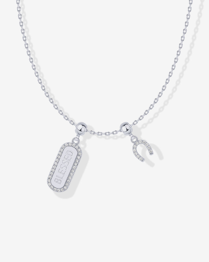 Blessed Mood Charm Necklace #Variant_White Gold / Blessed Mood Charm  