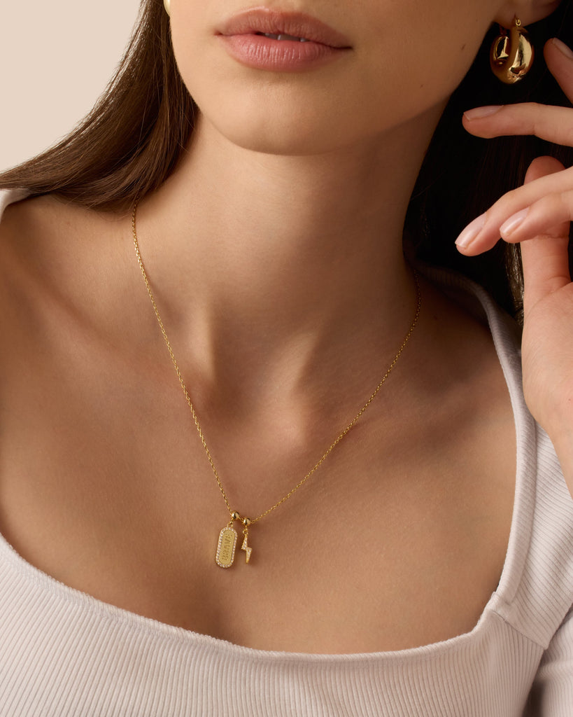 Brave Mood Charm Necklace #Variant_White Gold / Brave Mood Charm  