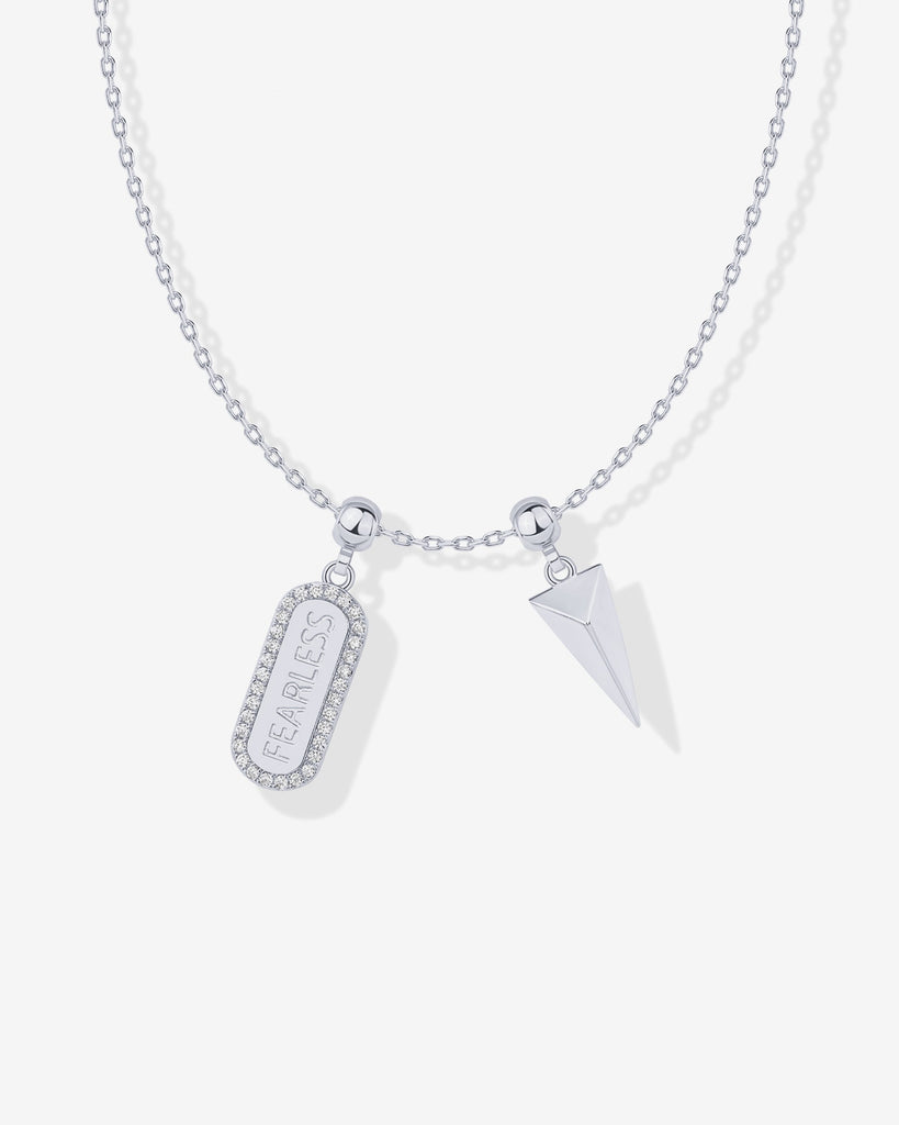 Fearless Mood Charm Necklace #Variant_White Gold / Fearless Mood Charm  