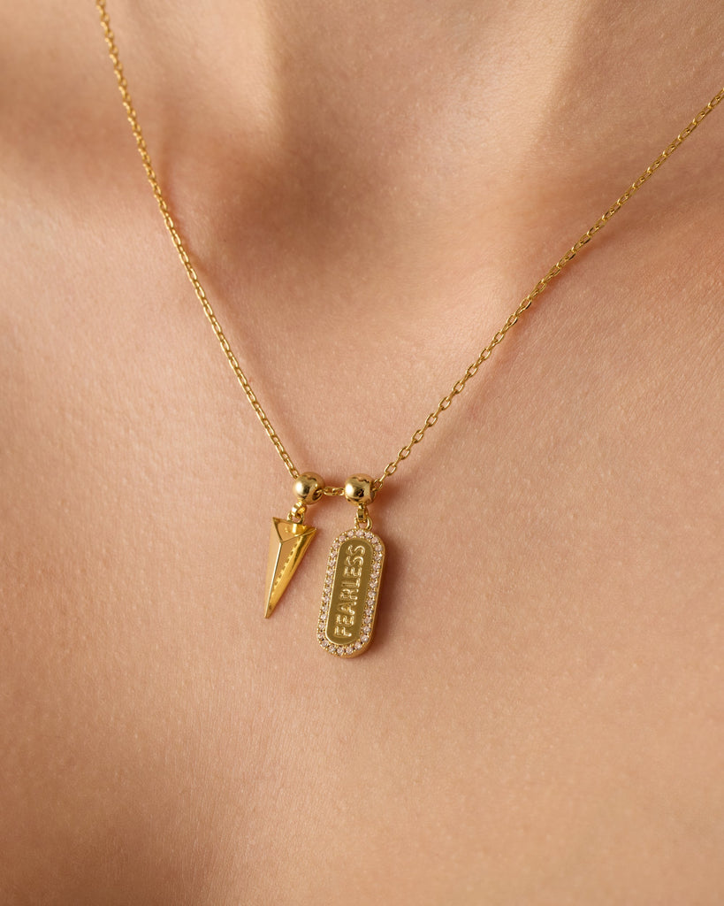 Fearless Mood Charm Necklace #Variant_White Gold / Fearless Mood Charm  