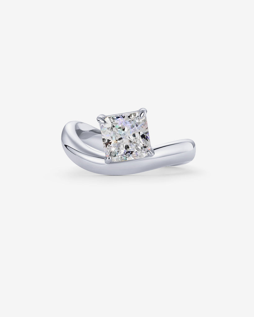 Square Cubic Zirconia Solitaire Wavy Ring   