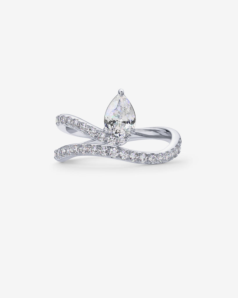 Charming Pear Cubic Zirconia Wavy Ring   