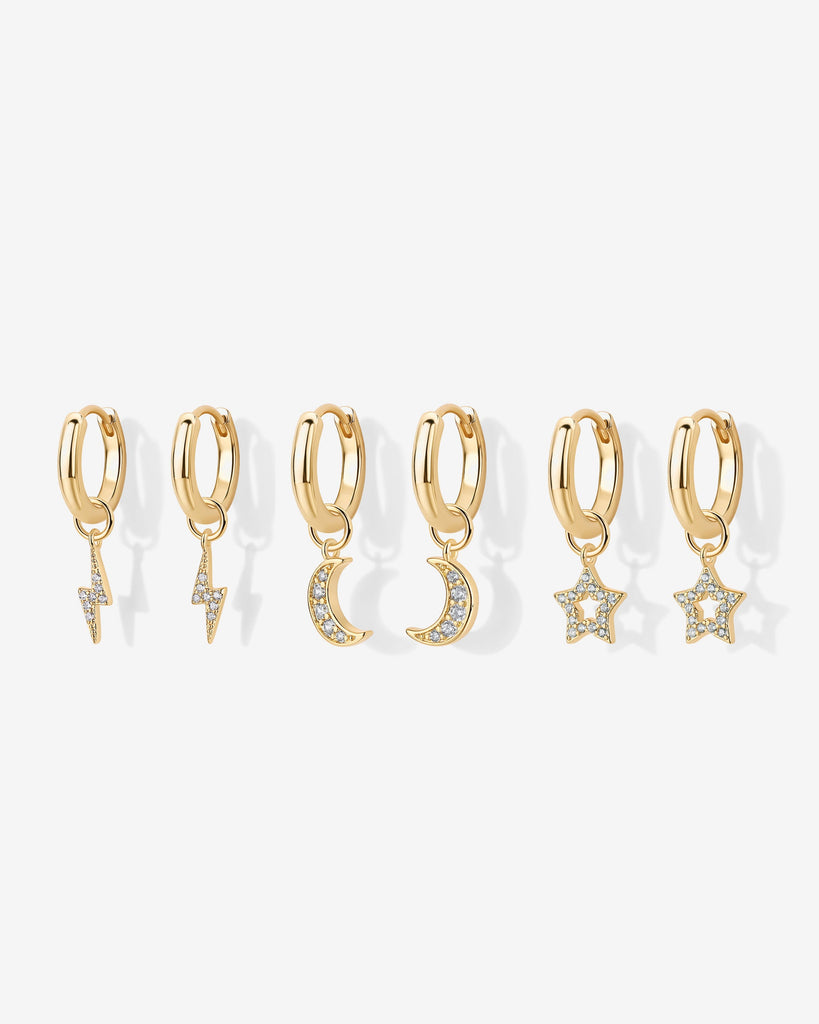 Mix and Match Huggie and Celestial Charm Set #Variant_Yellow Gold  