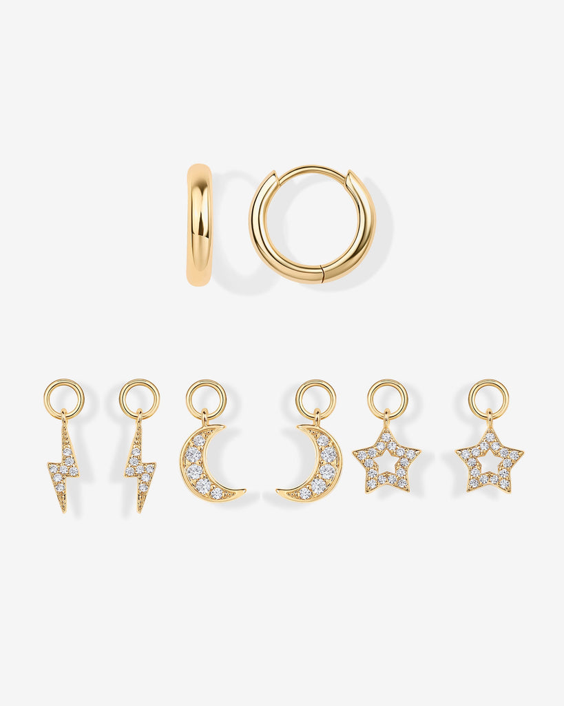 Mix and Match Huggie and Celestial Charm Set #Variant_Yellow Gold  