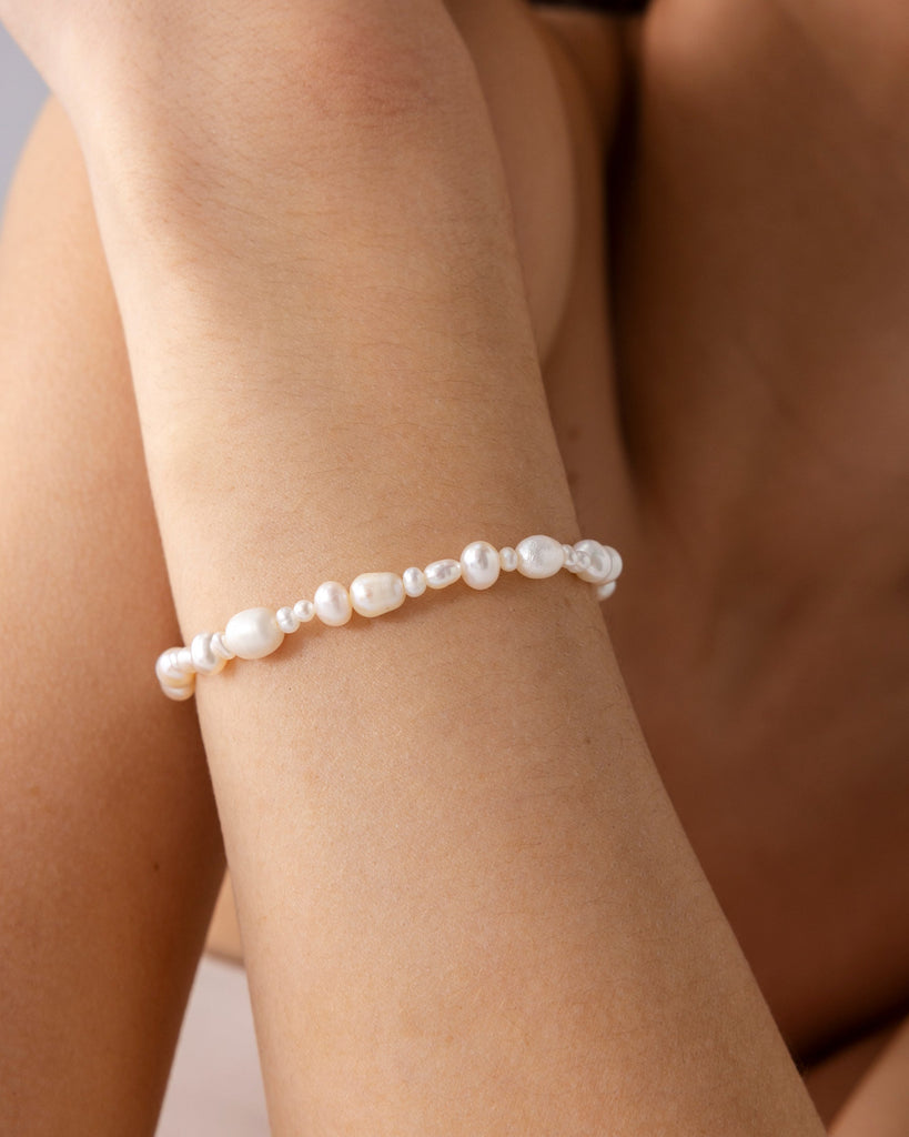 Irregular Freshwater Pearl Bracelet #2406-B01_Yellow Gold  
