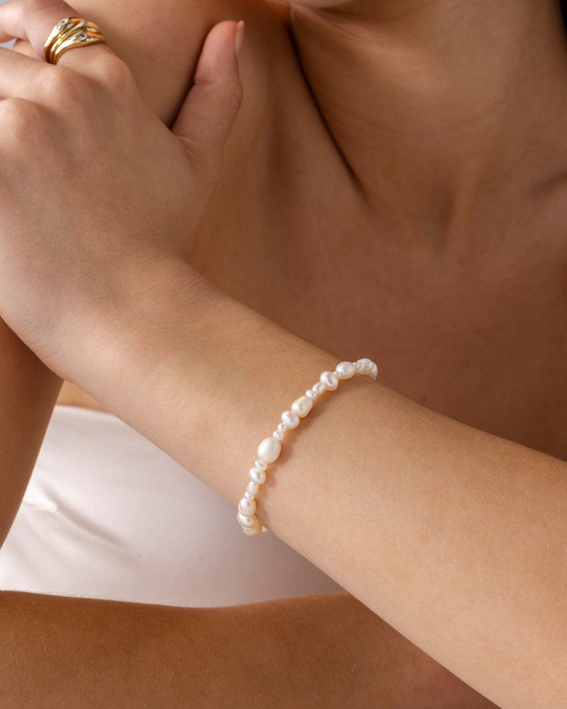 Irregular Freshwater Pearl Bracelet #2406-B01_Yellow Gold  