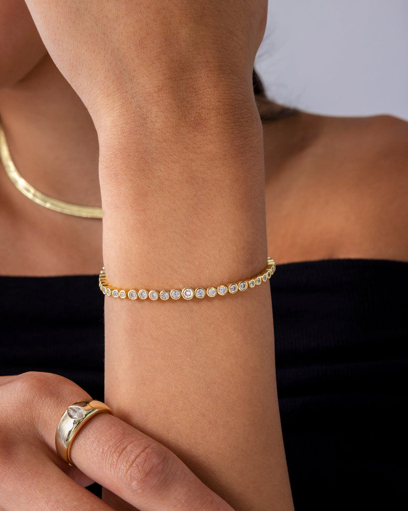 Round-Shaped Tennis Bracelet #Variant_Yellow Gold  