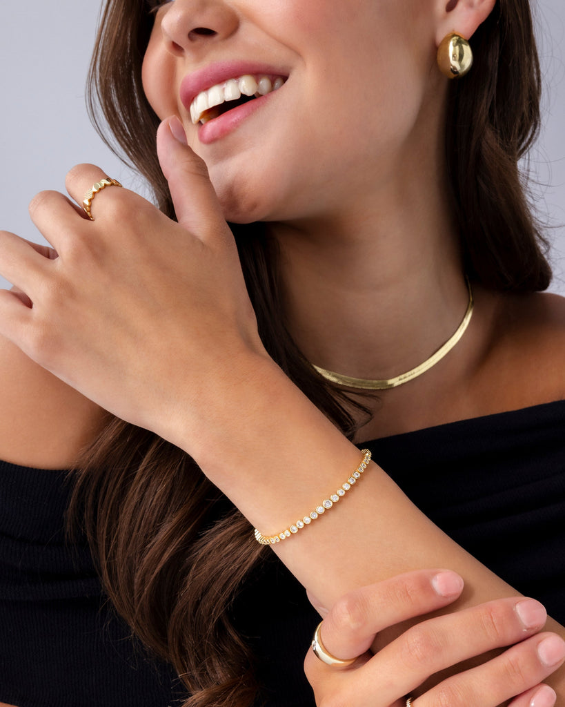 Round-Shaped Tennis Bracelet #Variant_Yellow Gold  