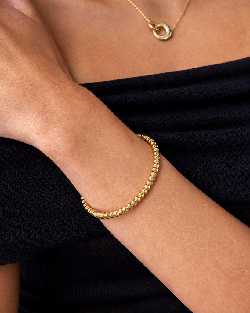 Timeless Beaded Bangle #Variant_Yellow Gold / 7 Inches  