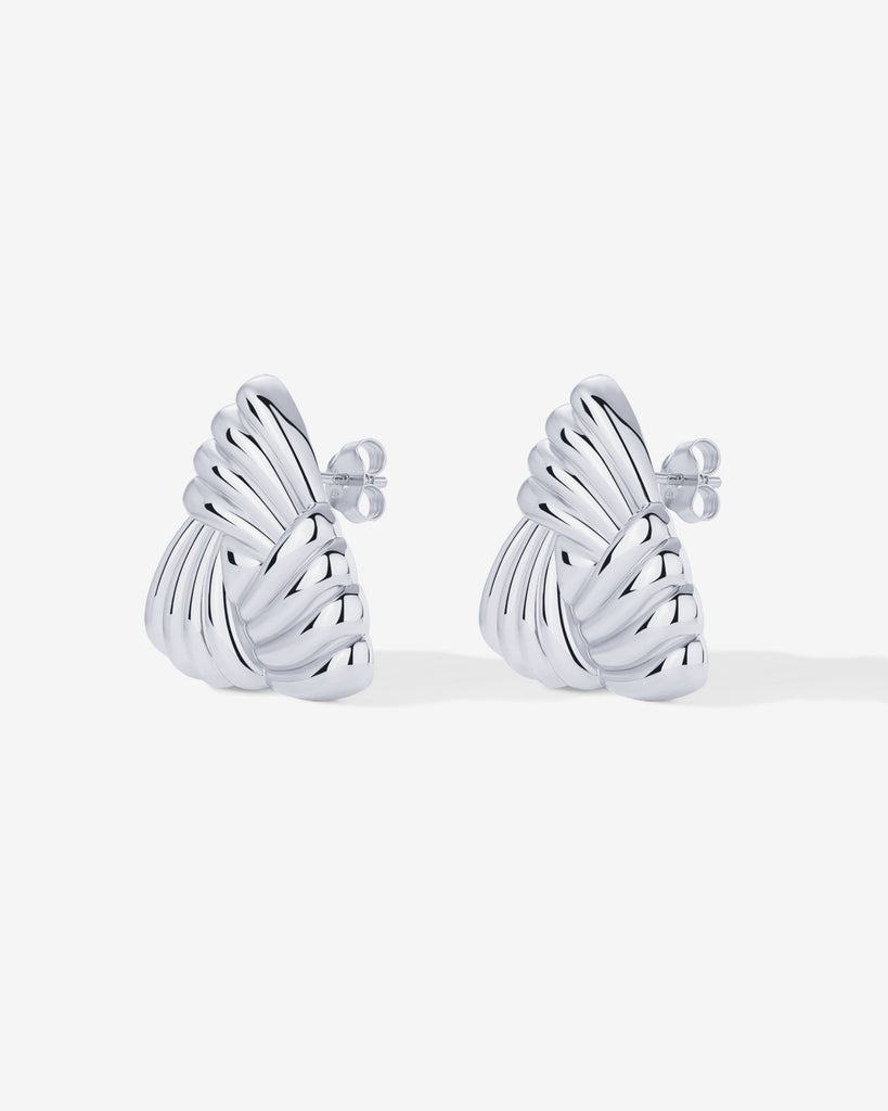 Vintage Triangle Knot Earrings 2406-E01_White Gold  