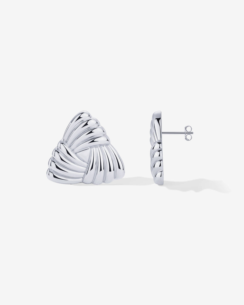Vintage Triangle Knot Earrings 2406-E01_White Gold  