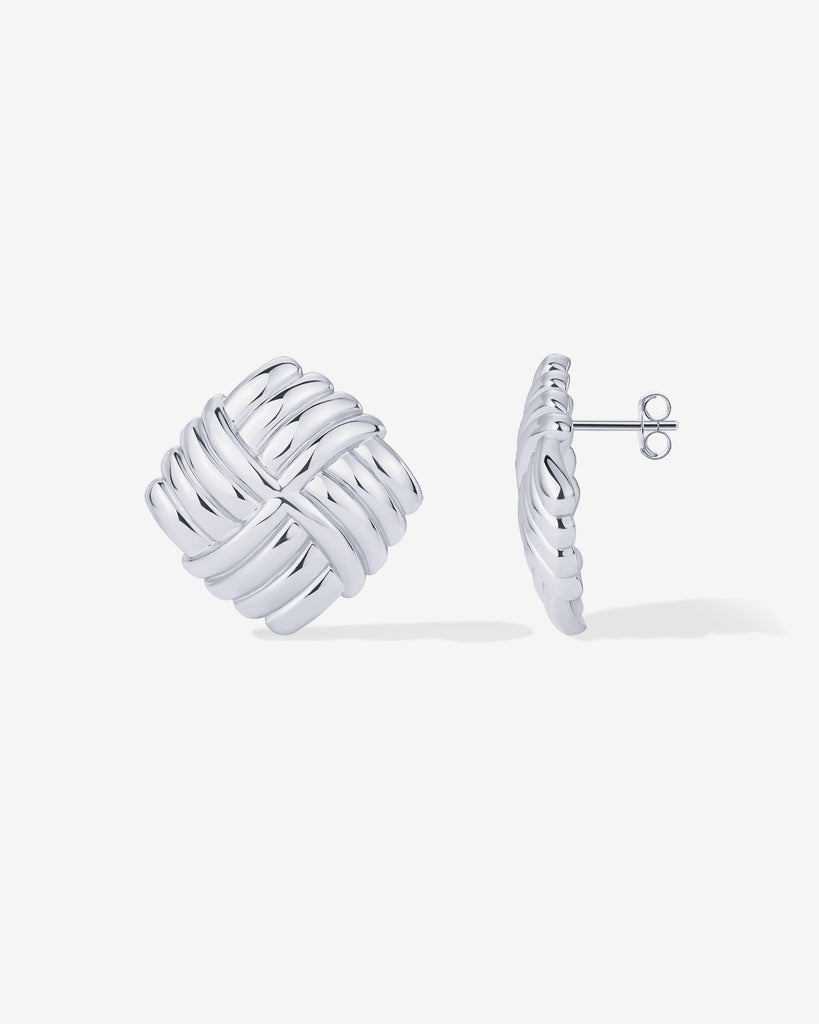 Vintage Diamond Knot Earrings #Variant_White Gold  