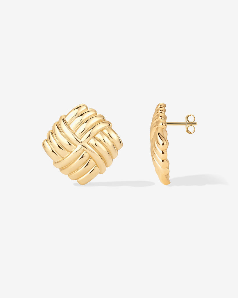Vintage Diamond Knot Earrings #Variant_Yellow Gold  