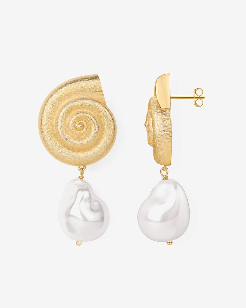 Seaside Pearl Dangle Earrings #Variant_Yellow Gold  