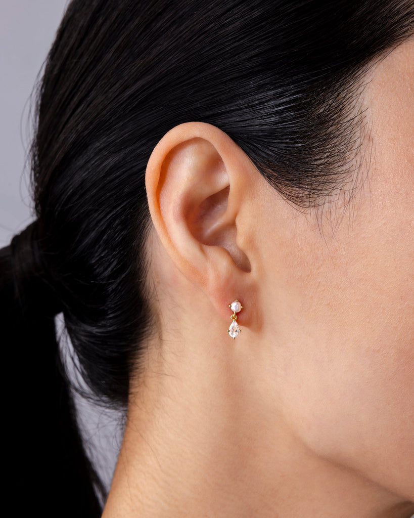 Mixed-Media Pear Dangle Drop Screwbacks #Variant_White Gold  