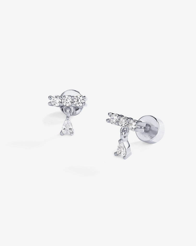 Mini Cluster Dangle Screwbacks #Variant_White Gold  