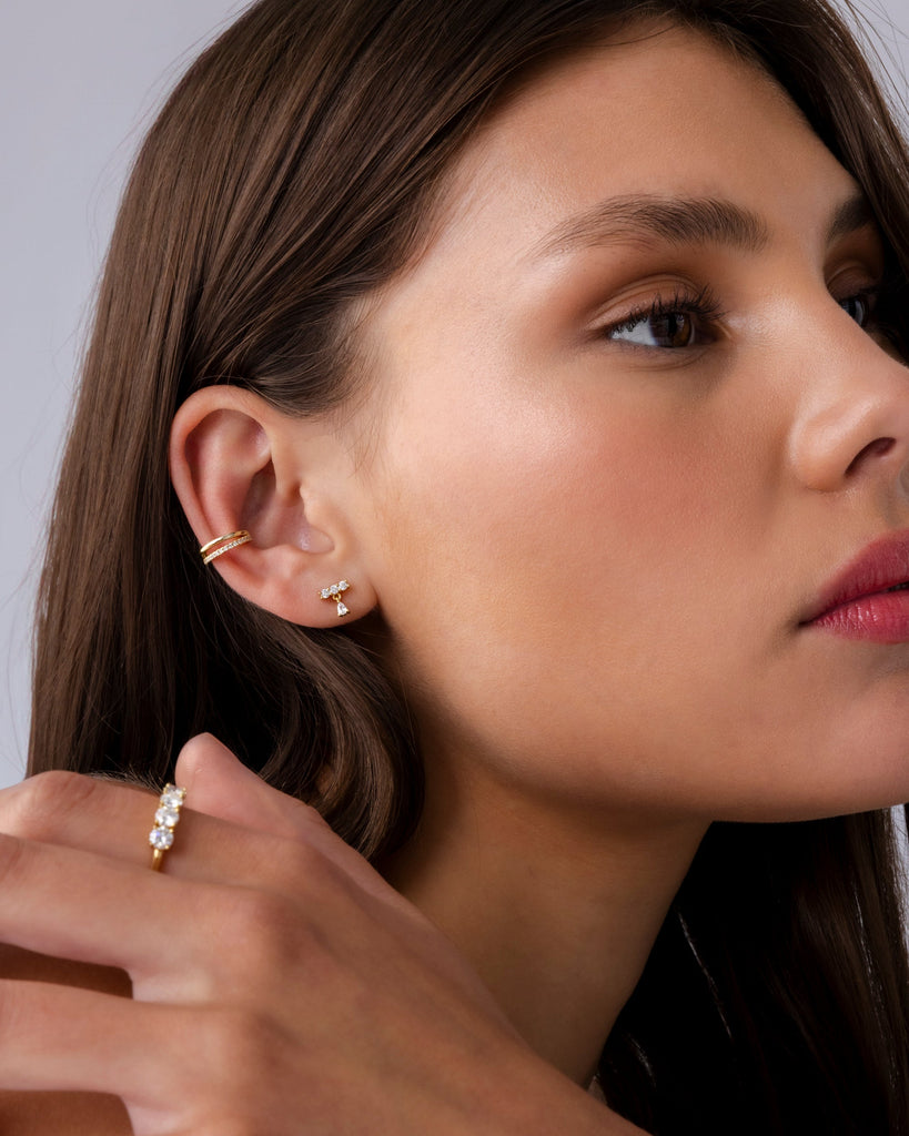 Mini Cluster Dangle Screwbacks #Variant_Yellow Gold  