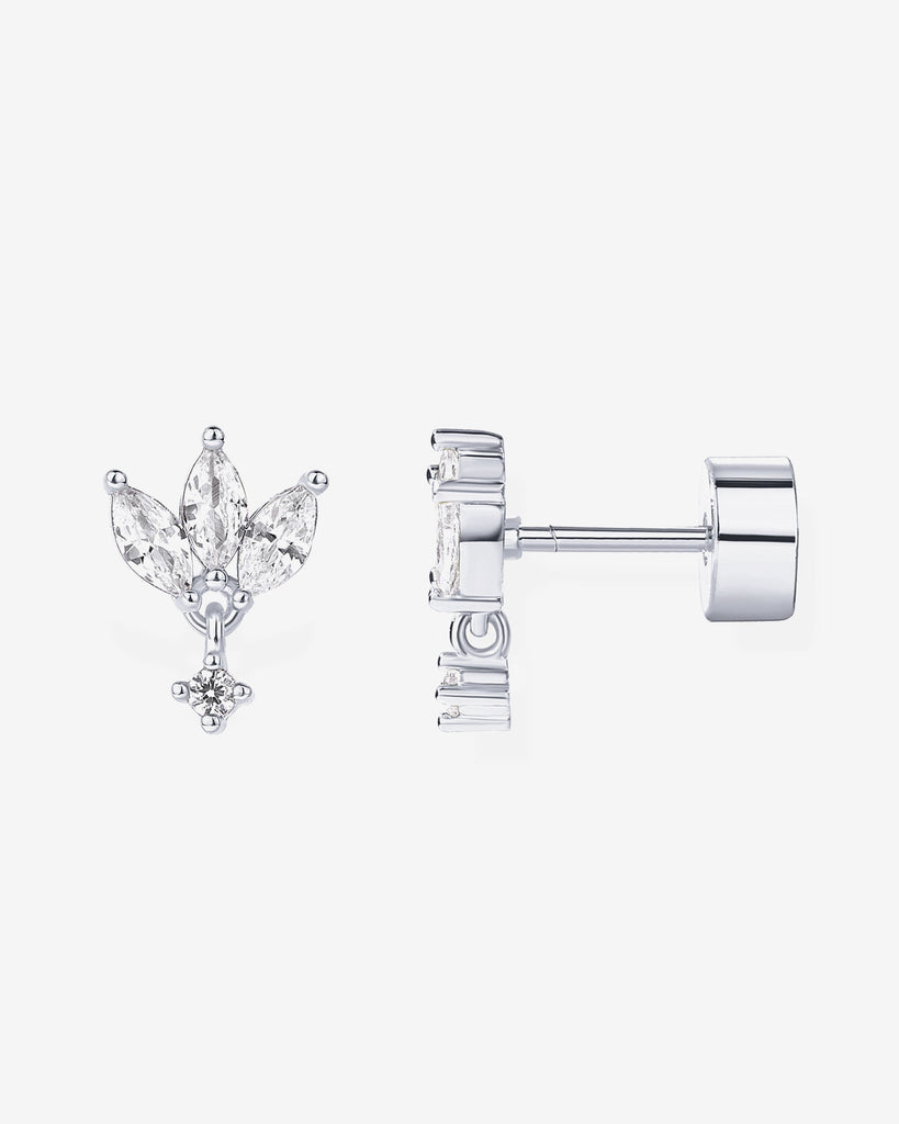 Lotus Dangle Screwbacks #2406-E19_White Gold  