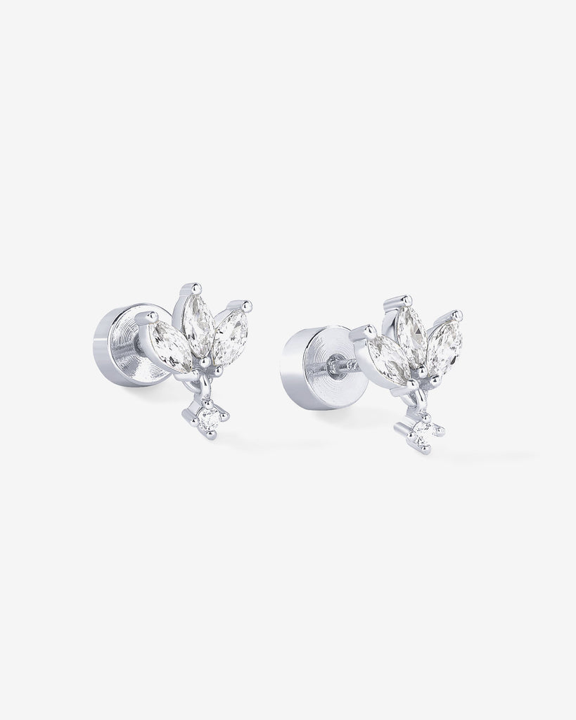 Lotus Dangle Screwbacks #2406-E19_White Gold  