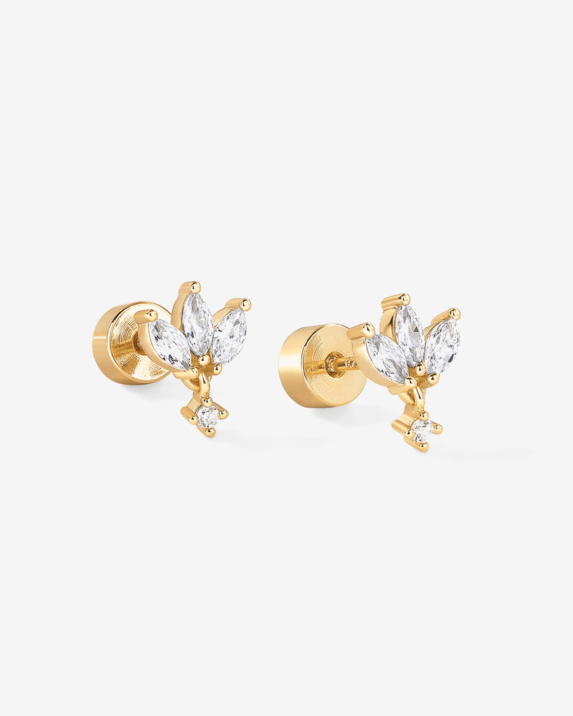 Lotus Dangle Screwbacks #2406-E19_Yellow Gold  