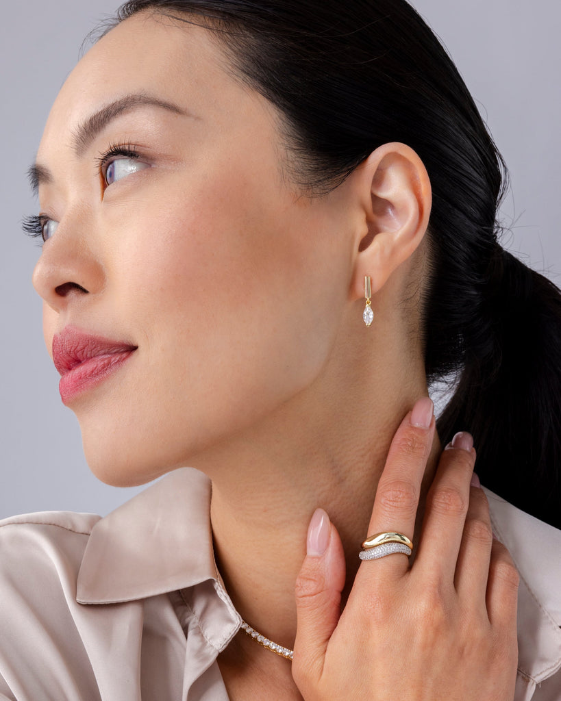 Bar Drop Dangle Screwbacks #Variant_White Gold  