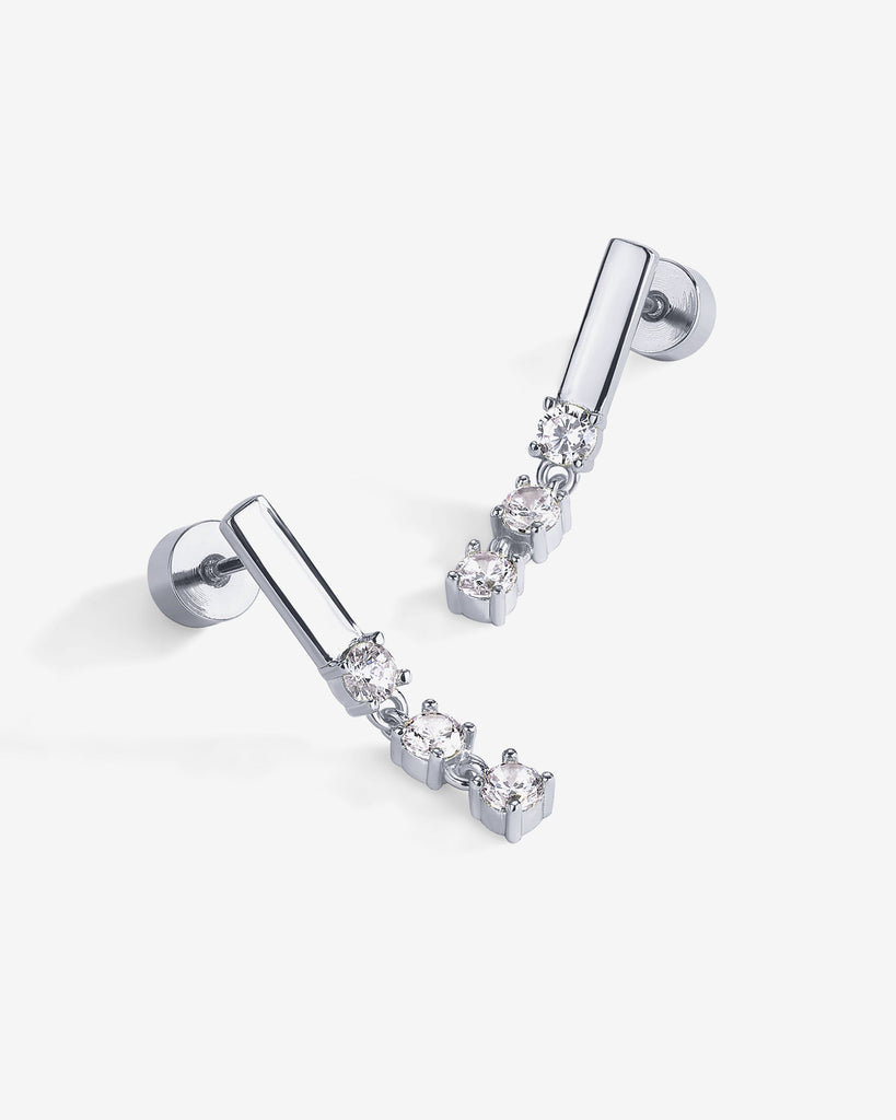 Triple Stone Drop Screwbacks #Variant_White Gold  