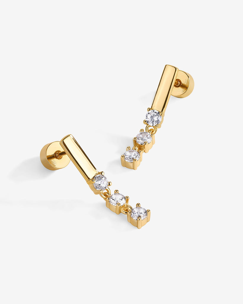 Triple Stone Drop Screwbacks #Variant_Yellow Gold  
