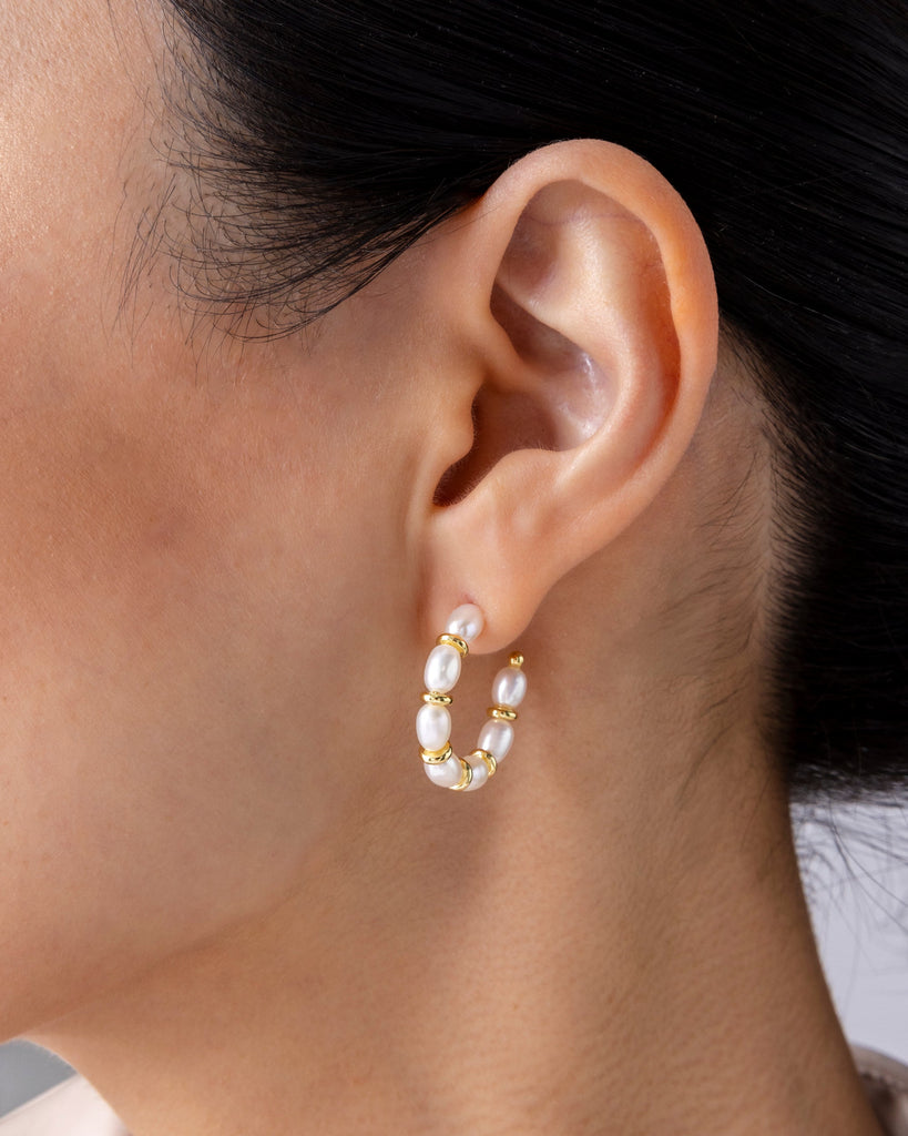 Pearl Hoop Huggies   