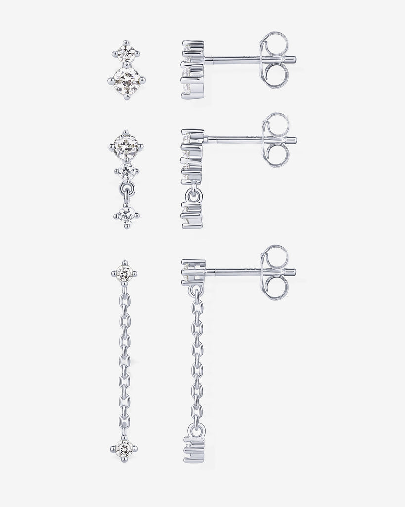 Mix and Match Stud and Dangle 3 Pack #Variant_White Gold  