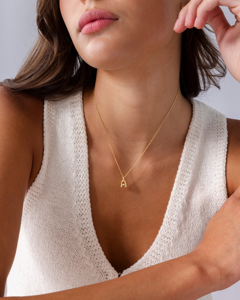 Bubble Initial Pendant #Variant_White Gold / M  