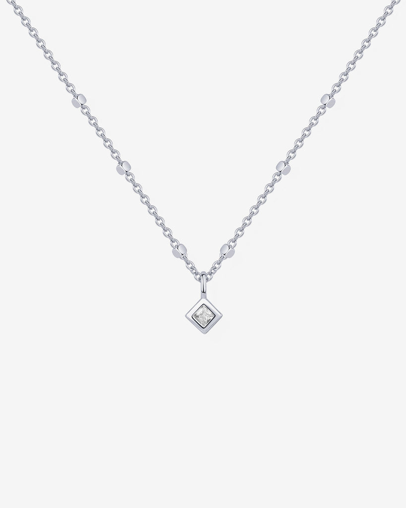 Statement Square Chain Princess Pendant #Variant_White Gold  