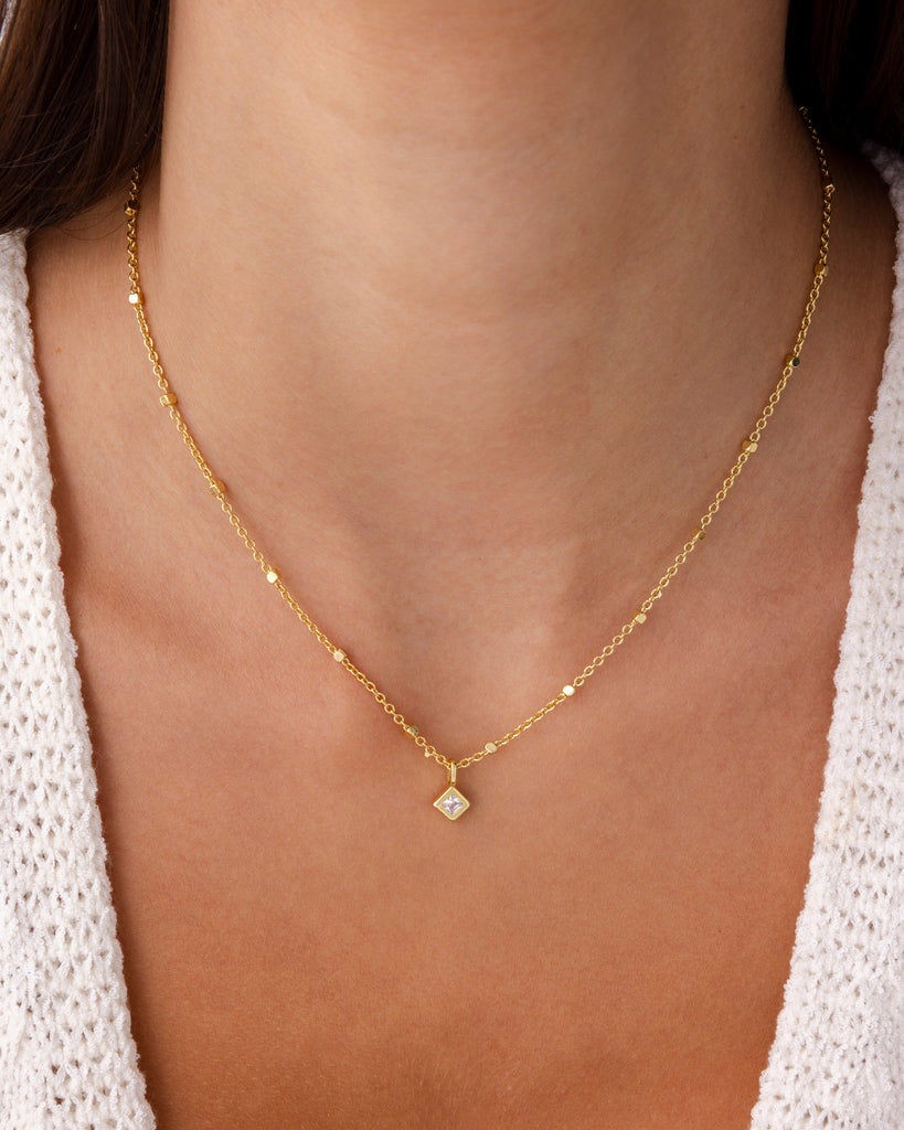Statement Square Chain Princess Pendant #Variant_Yellow Gold  