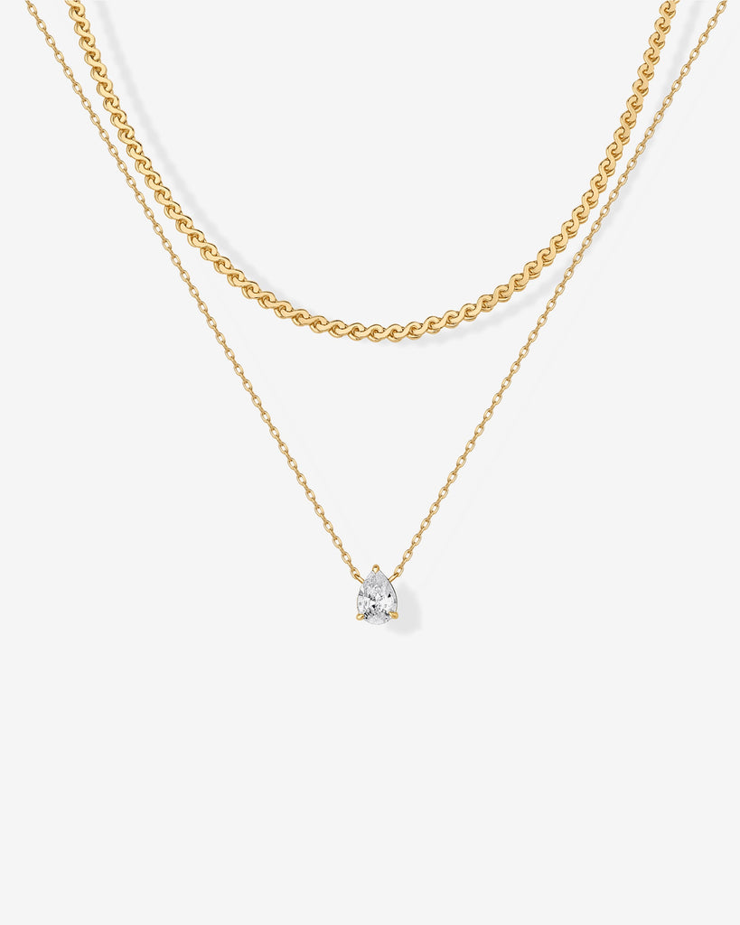 Teardrop Solitaire Layered Necklace Set #Variant_Yellow Gold  