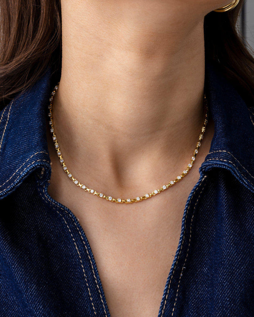 Station Tennis Necklace #Variant_Yellow Gold  