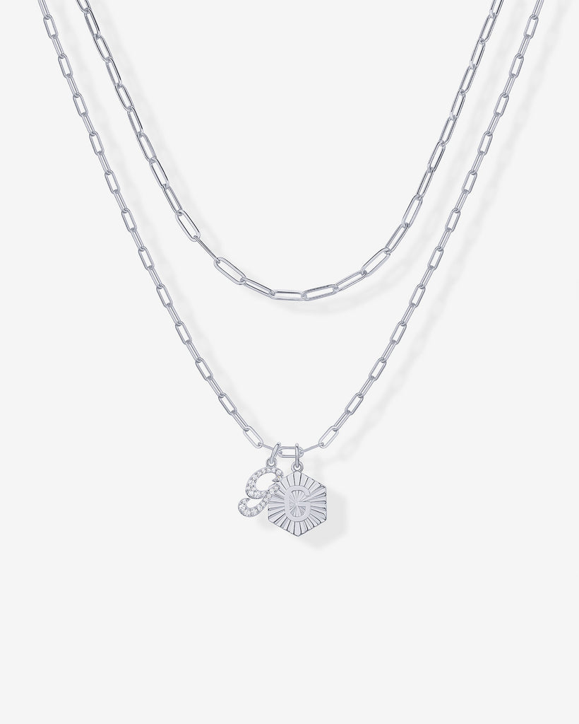 Initial Layered Pendant 2406-N01_White Gold_G  
