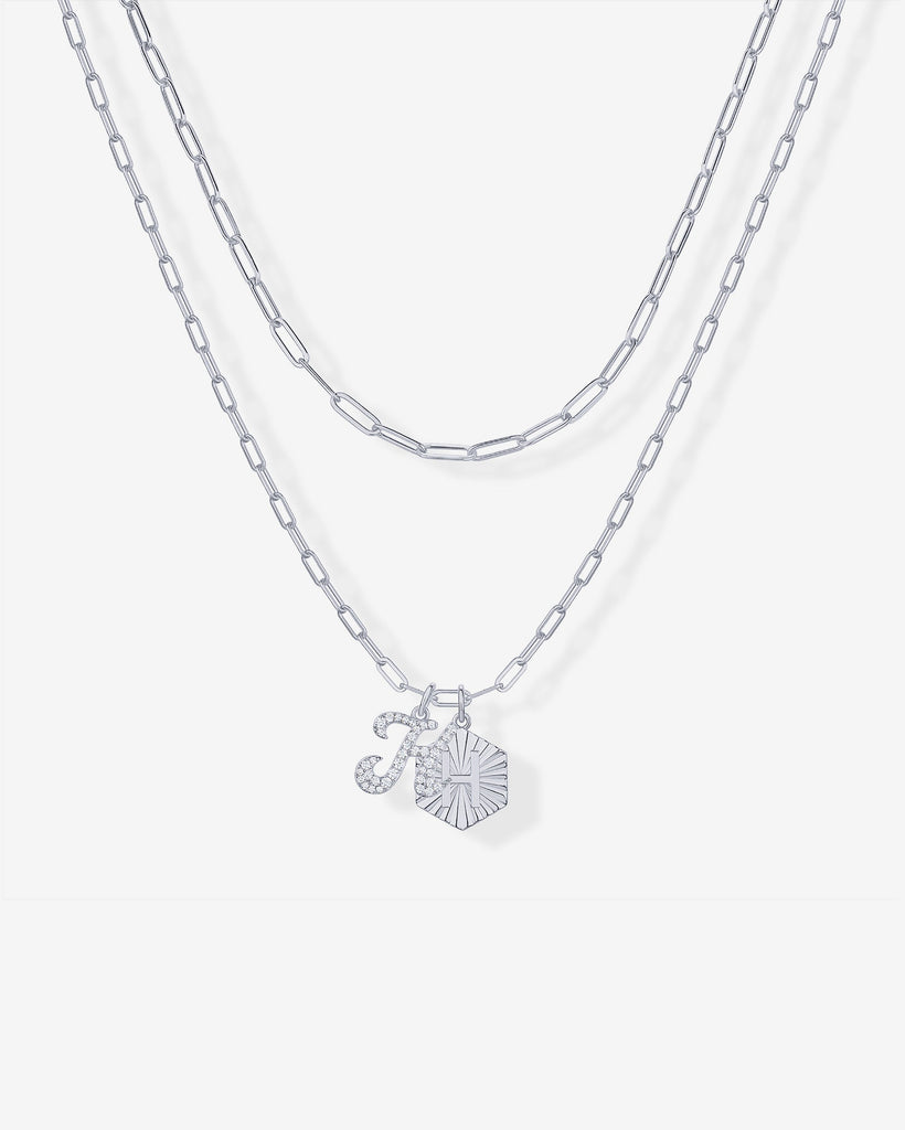 Initial Layered Pendant 2406-N01_White Gold_H  