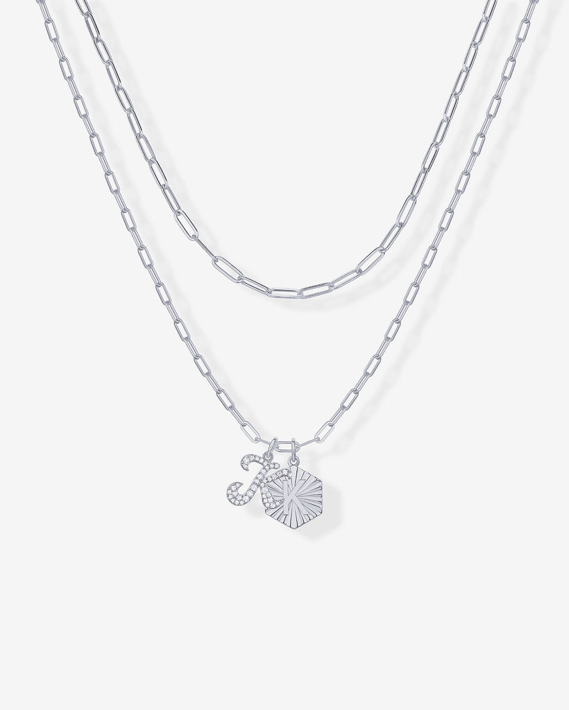 Initial Layered Pendant 2406-N01_White Gold_K  