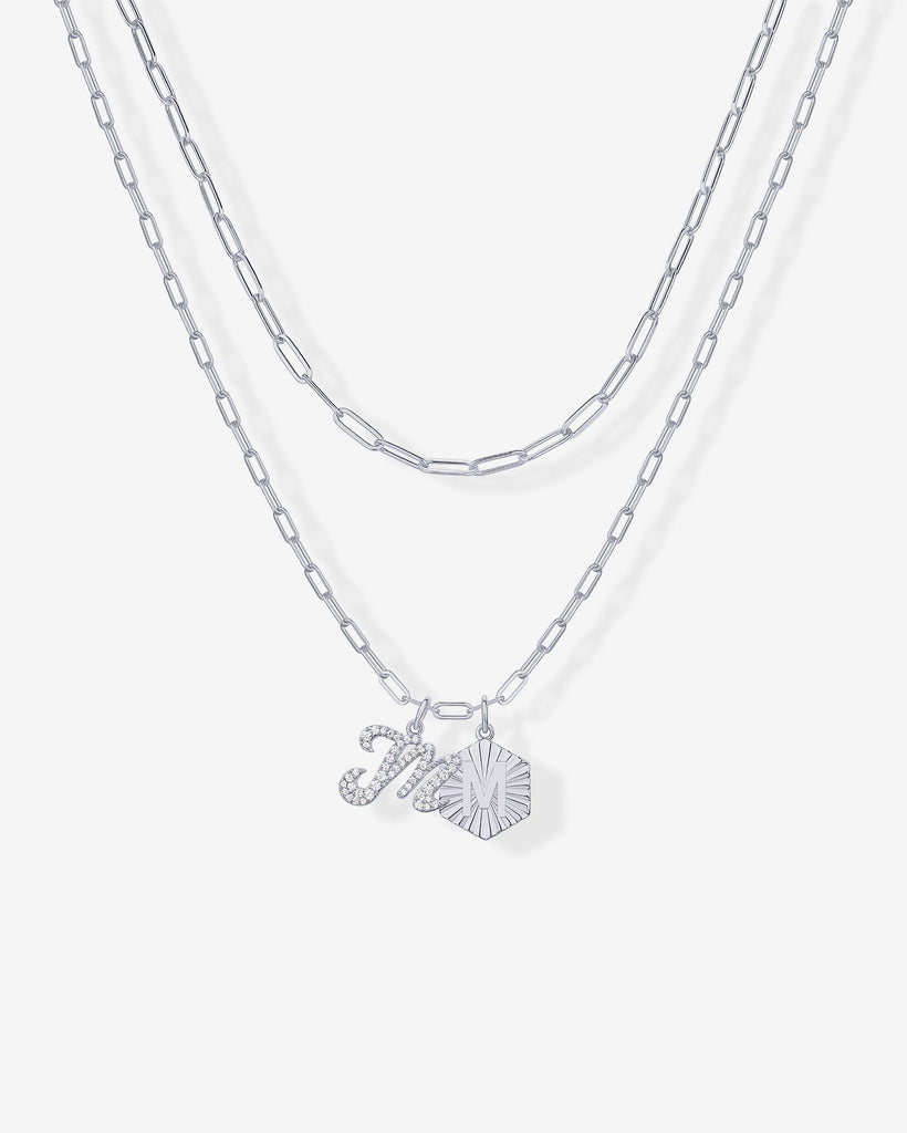 Initial Layered Pendant 2406-N01_White Gold_M  