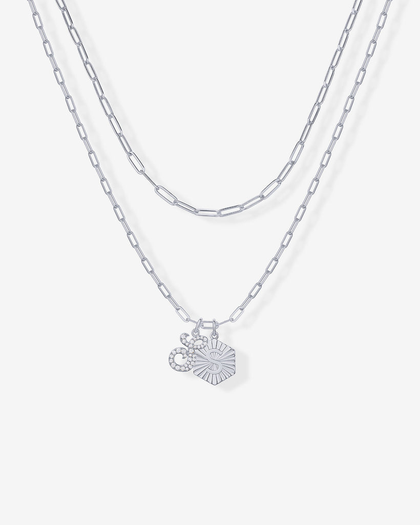 Initial Layered Pendant 2406-N01_White Gold_S  
