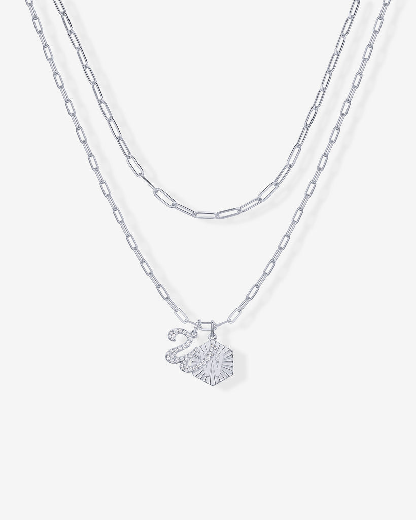 Initial Layered Pendant 2406-N01_White Gold_W  