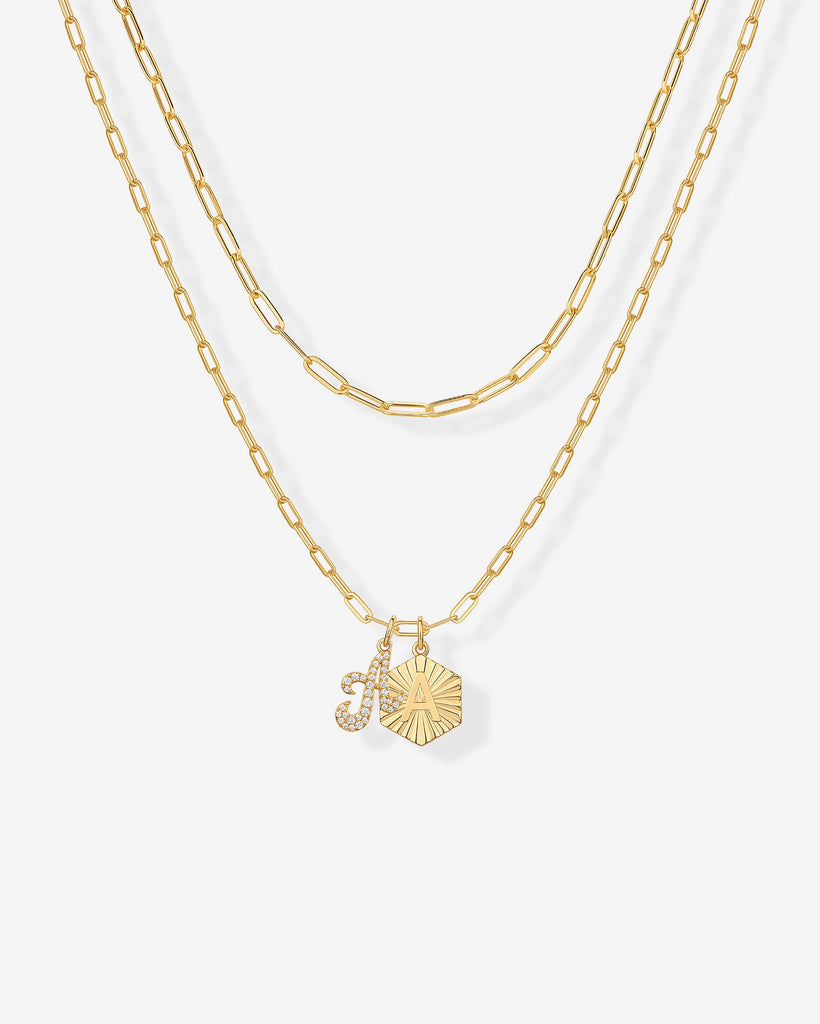Initial Layered Pendant 2406-N01_Yellow Gold_A  