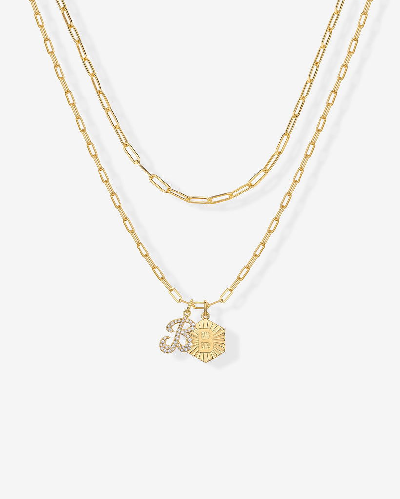 Initial Layered Pendant 2406-N01_Yellow Gold_B  