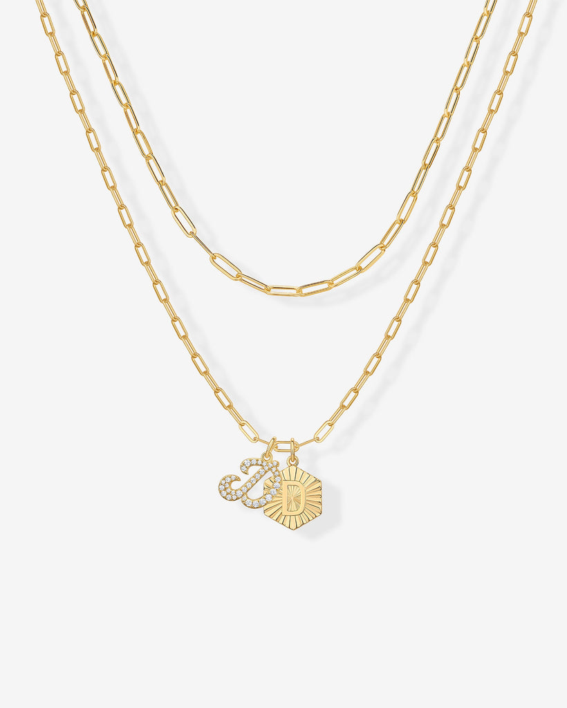 Initial Layered Pendant 2406-N01_Yellow Gold_D  
