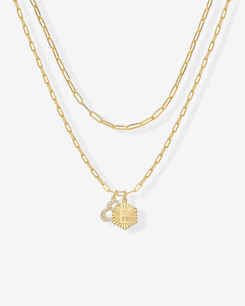 Initial Layered Pendant 2406-N01_Yellow Gold_E  