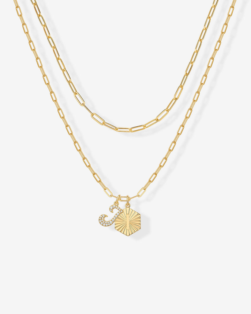 Initial Layered Pendant 2406-N01_Yellow Gold_I  