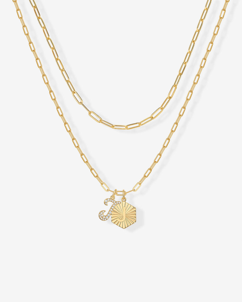 Initial Layered Pendant 2406-N01_Yellow Gold_J  