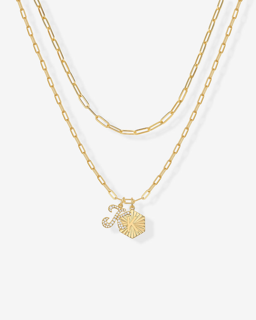 Initial Layered Pendant 2406-N01_Yellow Gold_K  
