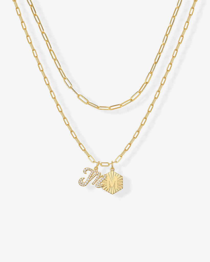 Initial Layered Pendant 2406-N01_Yellow Gold_M  
