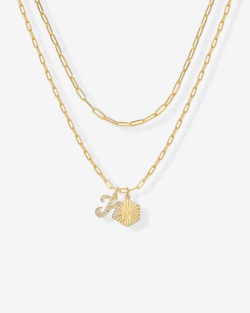 Initial Layered Pendant 2406-N01_Yellow Gold_N  