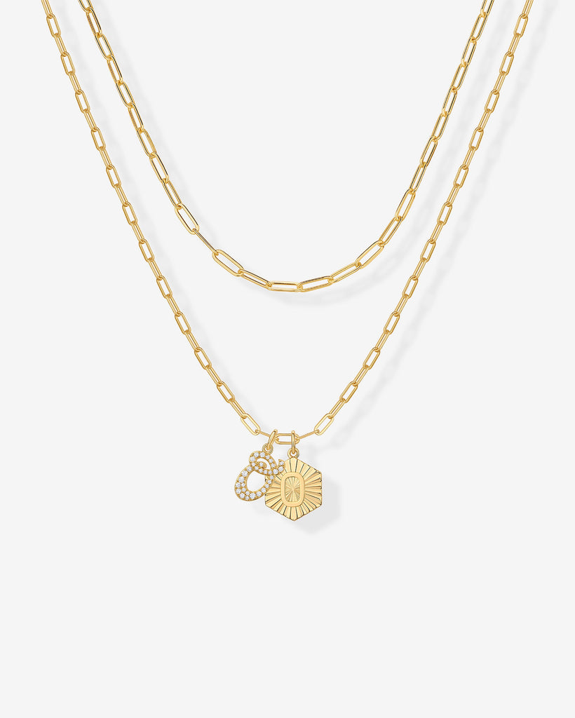Initial Layered Pendant 2406-N01_Yellow Gold_O  